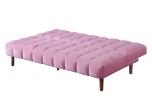 Yolandi Adjustable Sofa; Pink Velvet &amp; Dark Walnut Finish 57200