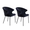 Dining Chairs set of 2; Upholstered Side Chairs; Kitchen Chairs Accent Chair Cushion Upholstered Seat with Metal Legs for Living Room Black