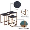 Modern minimalist black MDF end table and side table; three piece combination small coffee table with dark gold metal legs; Square bedside table in li