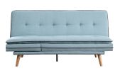 Savilla Adjustable Sofa; Blue Linen &amp; Oak Finish 57162