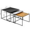 Set of 3 Mirror Top Nesting Coffee Table End/Side Table Set in Black Steel Tube