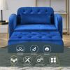 [Video] Modern adjustable backrest recliner single sofa armchair; upholstered button tufted recliner with footrest and gold legs for living room bedro