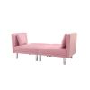 FUTON SOFA SLEEPER PINK VELVET METAL LEGS