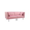 FUTON SOFA SLEEPER PINK VELVET METAL LEGS