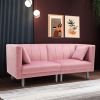 FUTON SOFA SLEEPER PINK VELVET METAL LEGS