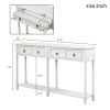 Console Table Sofa Table with Storage Console Tables for Entryway with Drawers and Shelf Rectangular Living Room Table Solid Wood Long (Antique White)