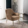 Modern Soft Velvet Material Brown Ergonomics Accent Chair Living Room Chair Bedroom Chair Home Chair With Gold Legs And Adjustable Legs For Indoor Hom