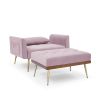 Recline Sofa Chair with Ottoman; Two Arm Pocket and Wood Frame include 1 Pillow; Pink (40.5&rdquo;x33&rdquo;x32&rdquo;)