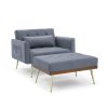 Recline Sofa Chair with Ottoman; Two Arm Pocket and Wood Frame include 1 Pillow; Grey (40.5&rdquo;x33&rdquo;x32&rdquo;)