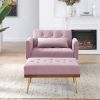 Recline Sofa Chair with Ottoman; Two Arm Pocket and Wood Frame include 1 Pillow; Pink (40.5&rdquo;x33&rdquo;x32&rdquo;)