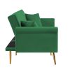 Modern Velvet Tufted Sofa Couch with 2 Pillows and Nailhead Trim; Loveseat Sofa Futon Sofa Bed with Metal Legs for Living Room.