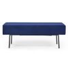 Contemporary Style Bedroom Velvet Upholstered Bench; Blue; ( 45'' x13''x 17'')