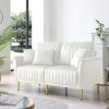 Cream White 2 Seater Loveseat Sofa Couch w/Pillows and Metal Legs; Upholstered Modern Love Seats Furniture for Bedroom; Office; Small Space; Apartment