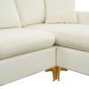 Sectional Sofa with Ottoman; L-Shape Elegant Velvet Upholstered Couch with 2 Pillows for Living Room Apartment