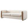 Modern velvet sofa beige color