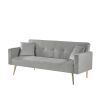 GREY Velvet Convertible Folding Futon Sofa Bed ; Sleeper Sofa Couch for Compact Living Space.