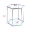 Modern Glass End Table with Silver Finish Stainless Steel Frame