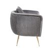 Natalie Gray Velvet Barrel Accent Chair with Metal Legs