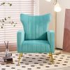 Modern Velvet Accent Chair with Arms;  Wingback Reading Chair with Gold Metal Legs;  Comfy Upholstered Single Leisure Sofa for Living Room Bedroom Clu