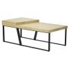 Rectangular Wooden Coffee Table with Metal Frame; Oak Brown and Black; DunaWest