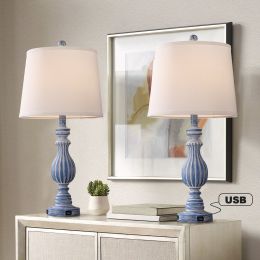 26" Bedside Nightstand Lamp with Dual USB Ports(Set of 2)