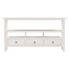 TREXM Rustic Solid Console Table Double-Storey Tabletop with Three Drawers for Living Room (Antique White)