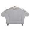 ACME Pelumi CHAIR W/3 PILLOWS Light Gray Linen & Platinum Finish LV01114