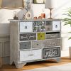 [Not allowed to sell to Wayfair]U_Style Accent Storage Cabinet with 13 Drawers; Modern Decorative Cabinet with Wood Frame and Colorful Pattern for Ent