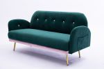 [New+Video]2156 sofa includes 2 pillows 58" green velvet sofa for small spaces