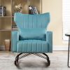 Velvet Nursery Rocking Chair; Accent Rocking Chair with with Solid Metal Legs; Upholstered Comfy Glider Rocker for Reading; Bedroom and Living Room