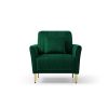 Channel Tufted Green Velvet Singel Living Room Sofa Accent Chair