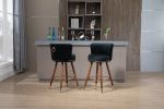 COOLMORE Counter Height Bar Stools Set of 2 for Kitchen Counter Solid Wood Legs with a fixed height of 360 degrees