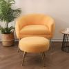 Accent Chair with Ottoman/Gold Legs; Modern Accent Chair for Living Room; Bedroom or Reception Room; Teddy Short Plush Particle Velvet Armchair with O