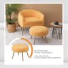 Accent Chair with Ottoman/Gold Legs; Modern Accent Chair for Living Room; Bedroom or Reception Room; Teddy Short Plush Particle Velvet Armchair with O