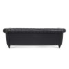 84'' Black PU Rolled Arm Chesterfield Three Seater Sofa.