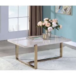 Feit Coffee Table in Faux Marble & Champagne