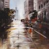 Morning street scene - 12x12 Print on canvas