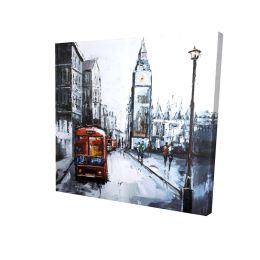 Abstract london and red bus - 12x12 Print on canvas