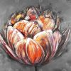 Double and abstract orange tulip - 12x12 Print on canvas