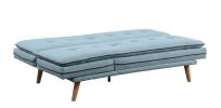 Savilla Adjustable Sofa; Blue Linen &amp; Oak Finish 57162