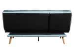 Savilla Adjustable Sofa; Blue Linen &amp; Oak Finish 57162