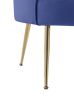 Angelina Blue Velvet Scalloped Back Barrel Accent Chair with Metal Legs