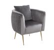 Natalie Gray Velvet Barrel Accent Chair with Metal Legs