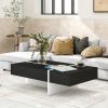 ON-TREND Contemporary Rectangle Design Living Room Furniture; Modern High Gloss Surface Cocktail Table; Center Table for Sofa or Upholstered Chairs; 4