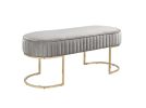 Set of 2 Julianne Gray Velvet Bench with Metal Base