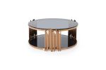 Modrest Bryce Modern Smoked Glass &amp; Rosegold Round Coffee Table