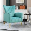 Modern Velvet Accent Chair with Arms;  Wingback Reading Chair with Gold Metal Legs;  Comfy Upholstered Single Leisure Sofa for Living Room Bedroom Clu