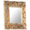 Hand Carved Mirror Brown 19.7"x19.7" Solid Mango Wood