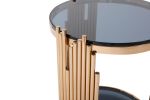 Modrest Bryce Modern Smoked Glass &amp; Rosegold Round End Table