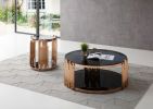 Modrest Bryce Modern Smoked Glass &amp; Rosegold Round End Table